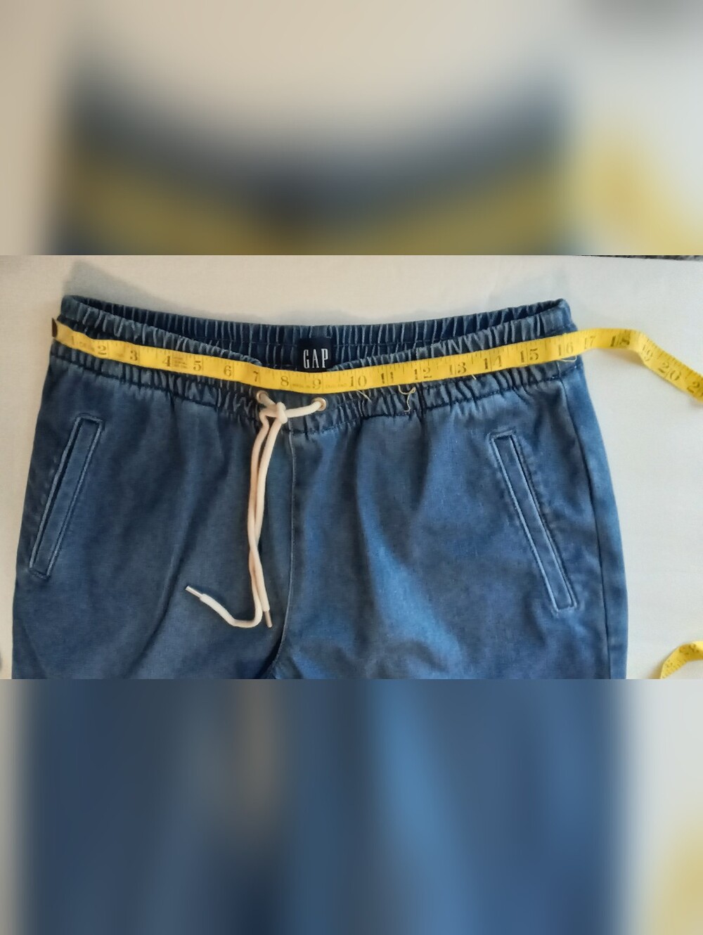 GAP Drawstring Blue Denim Jogger Shorts